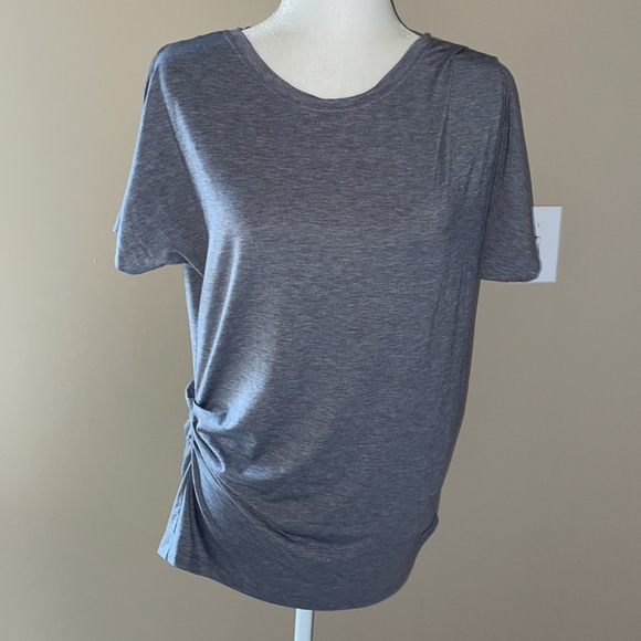 Athleta Essence Pleated Gray Tee, Size Medium - Picture 2 of 12